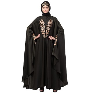 Designer Irani Kaftan with embroidery work- Black